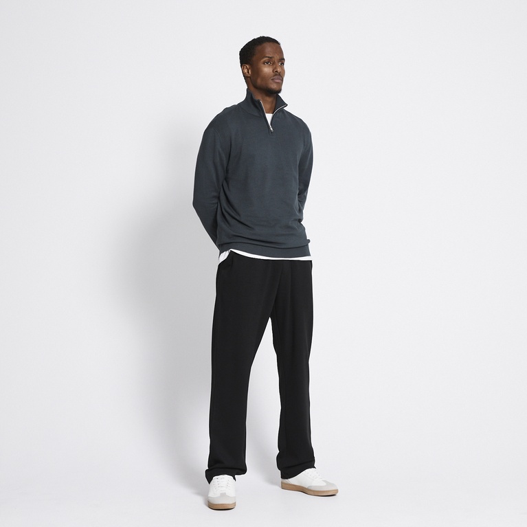 Half-zip knit sweater "Thin" Dark Green